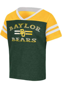 Colosseum Baylor Bears Toddler Girls Green Tidal Football Short Sleeve T-Shirt