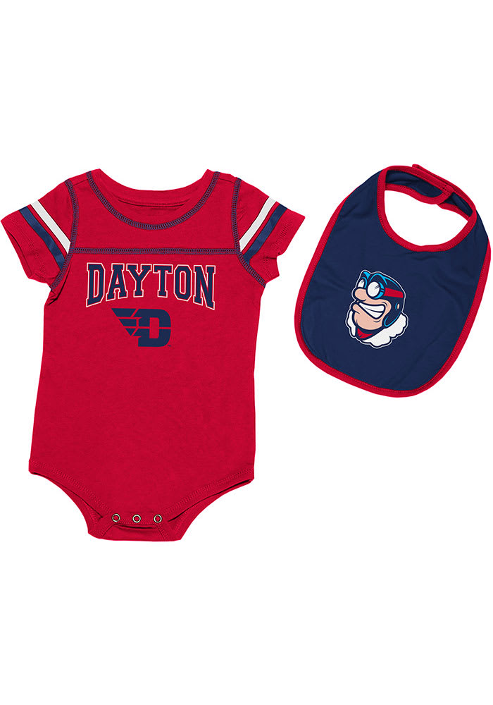 Colosseum Dayton Flyers Baby Red Chocolate Set One Piece with Bib