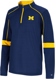 Colosseum Michigan Wolverines Youth Navy Blue Slugworth Long Sleeve Quarter Zip Shirt