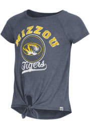 Colosseum Missouri Tigers Girls Black Salt Tie Front Short Sleeve Fashion T-Shirt