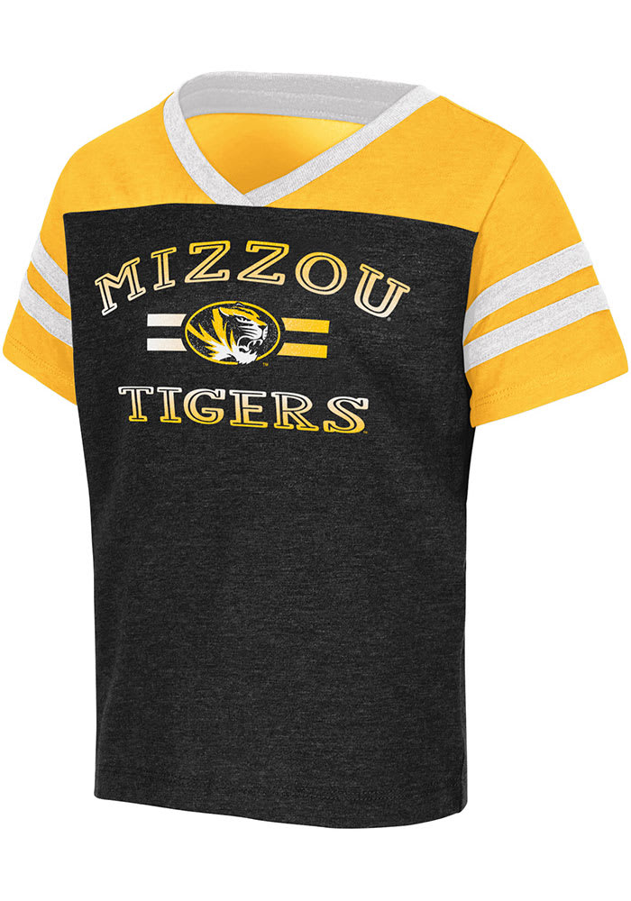 Colosseum Missouri Tigers Toddler Girls Black Tidal Football Short Sleeve T-Shirt