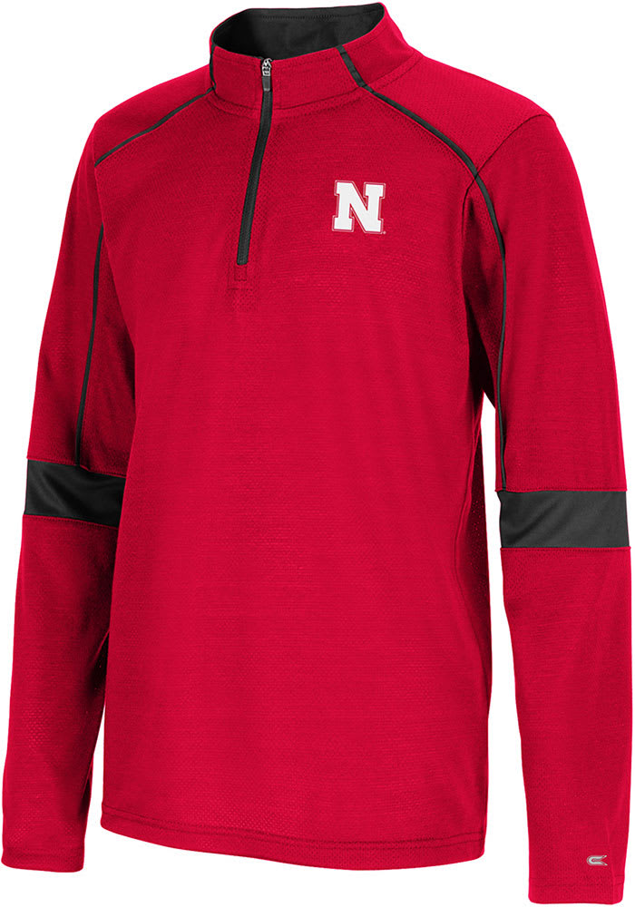 Colosseum Nebraska Cornhuskers Youth Red Slugworth Long Sleeve Quarter Zip Shirt