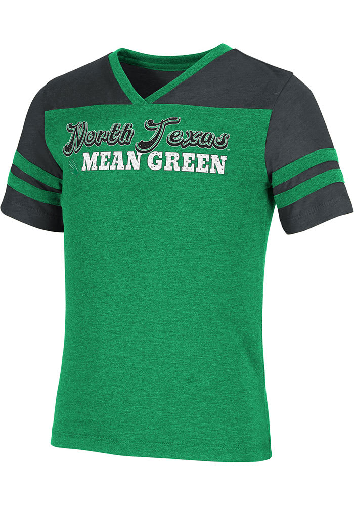 Colosseum North Texas Mean Green Girls Kelly Green Aloha Football Short Sleeve Fashion T-Shirt