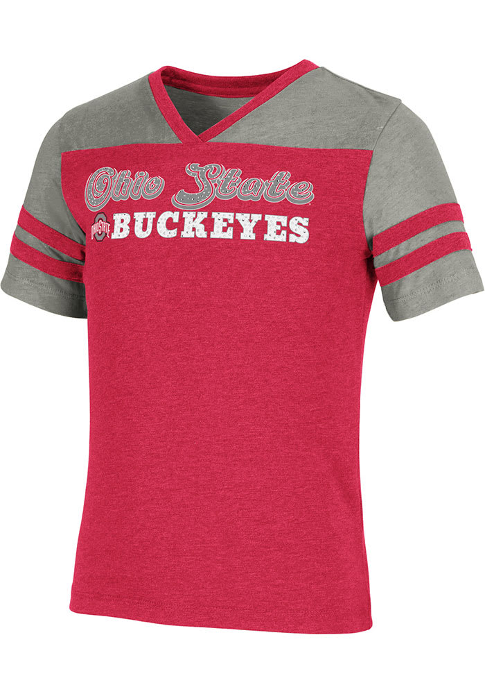 Colosseum Ohio State Buckeyes Girls Red Aloha Football Short Sleeve Fashion T-Shirt