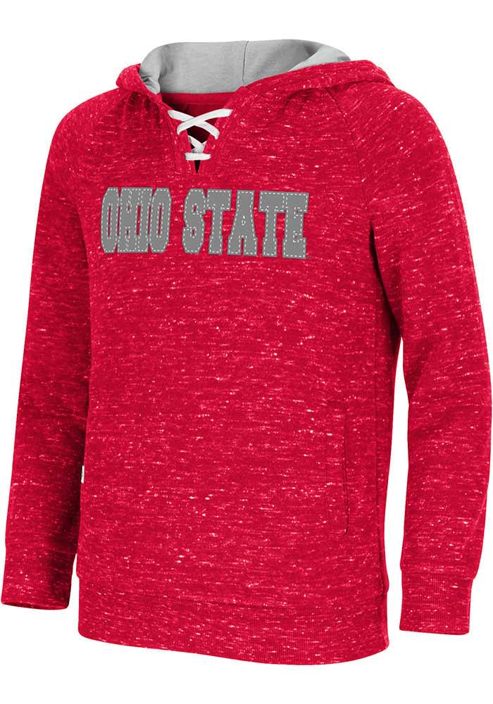 Colosseum Ohio State Buckeyes Girls Red Kahuna Lace Up Long Sleeve Hooded Sweatshirt