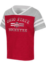 Colosseum Ohio State Buckeyes Toddler Girls Red Tidal Football Short Sleeve T-Shirt