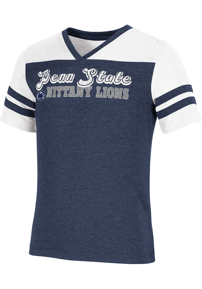Colosseum Penn State Nittany Lions Girls Navy Blue Aloha Football Short Sleeve Fashion T-Shirt