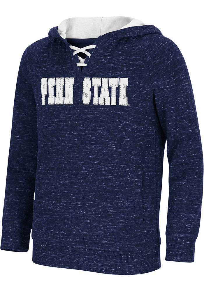 Colosseum Penn State Nittany Lions Girls Navy Blue Kahuna Lace Up Long Sleeve Hooded Sweatshirt