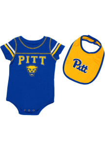 Colosseum Pitt Panthers Baby Blue Chocolate Set One Piece with Bib
