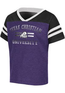 Colosseum TCU Horned Frogs Toddler Girls Purple Tidal Football Short Sleeve T-Shirt