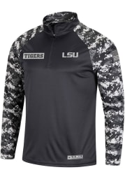 Colosseum LSU Tigers Mens Charcoal Joint Operation Long Sleeve 1/4 Zip Pullover