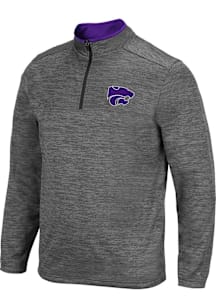Colosseum K-State Wildcats Mens Charcoal Dak Long Sleeve Qtr Zip Pullover