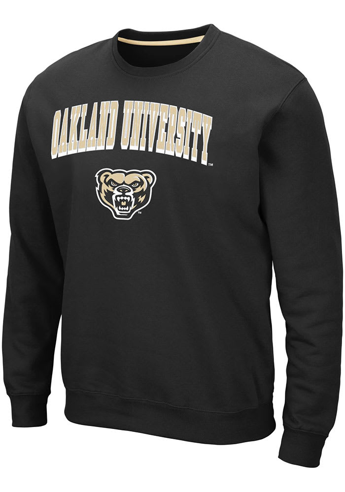 Colosseum Oakland University Golden Grizzlies Mens Black Elliott Long Sleeve Crew Sweatshirt