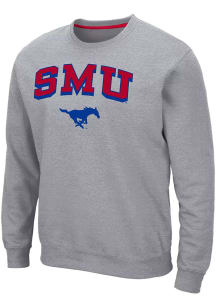 Colosseum SMU Mustangs Mens Grey Elliott Long Sleeve Crew Sweatshirt