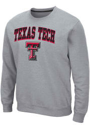Colosseum Texas Tech Red Raiders Mens Grey Elliott Long Sleeve Crew Sweatshirt