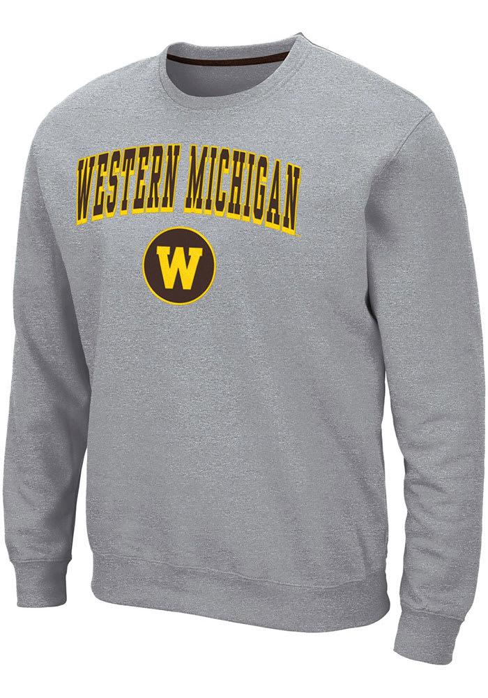 Colosseum Western Michigan Broncos Mens Grey Elliott Long Sleeve Crew Sweatshirt