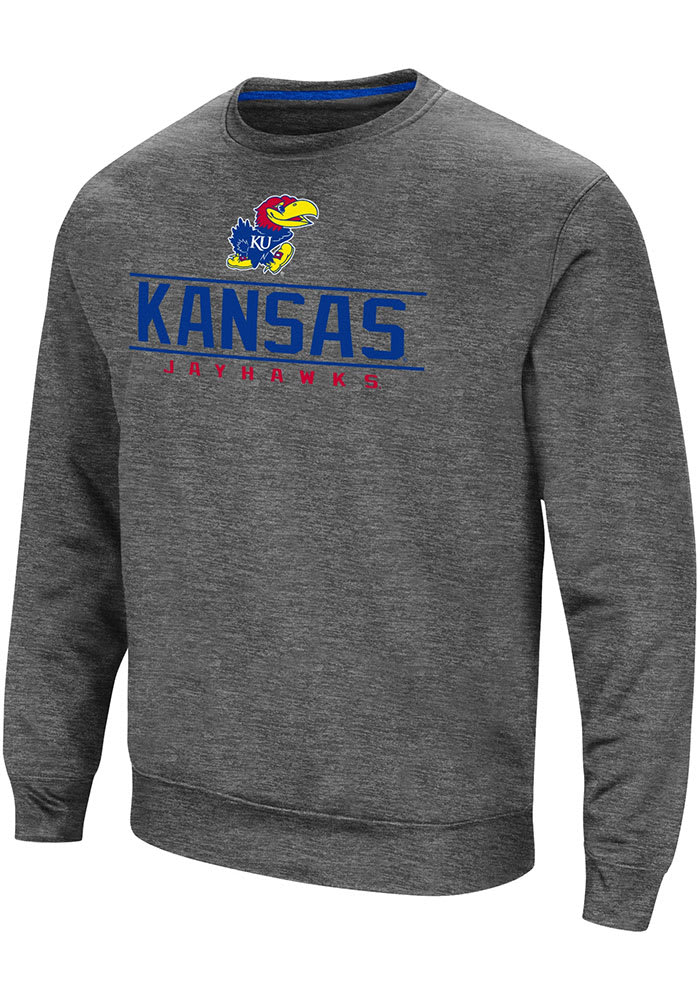Colosseum Kansas Jayhawks Mens Charcoal Cam Long Sleeve Sweatshirt