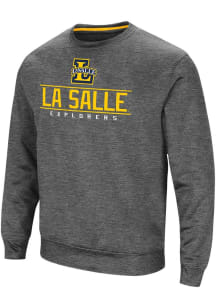 Colosseum La Salle Explorers Mens Charcoal Cam Long Sleeve Sweatshirt
