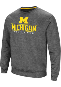 Colosseum Michigan Wolverines Mens Charcoal Cam Long Sleeve Sweatshirt