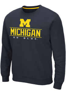 Colosseum Michigan Wolverines Mens Navy Blue Cam Long Sleeve Sweatshirt
