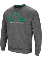 Colosseum North Texas Mean Green Mens Charcoal Cam Long Sleeve Sweatshirt