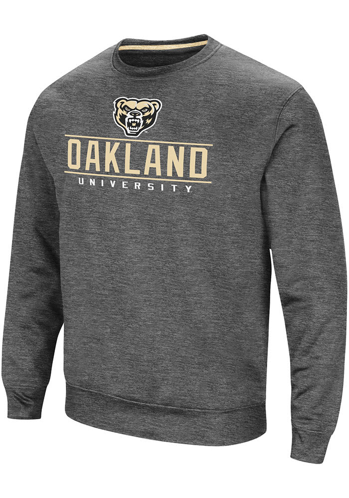 Colosseum Oakland University Golden Grizzlies Mens Charcoal Cam Long Sleeve Sweatshirt