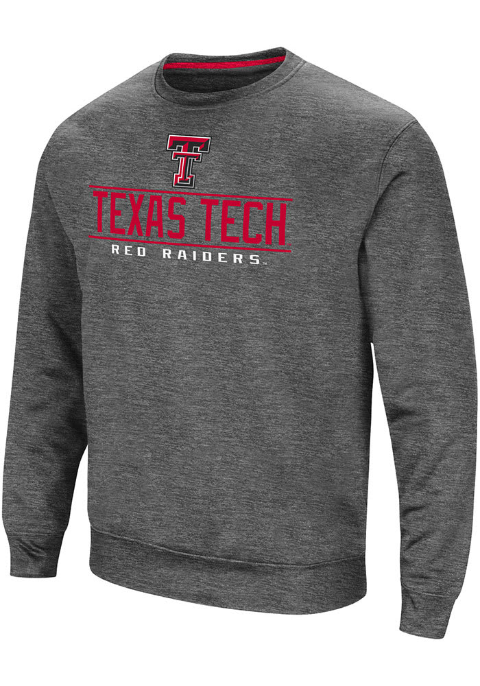 Colosseum Texas Tech Red Raiders Mens Charcoal Cam Long Sleeve Sweatshirt