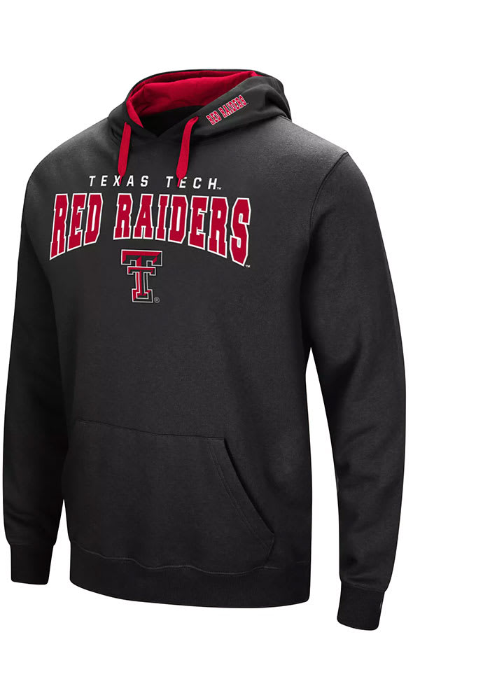 Colosseum Texas Tech Red Raiders Mens Black Russell Long Sleeve Hoodie