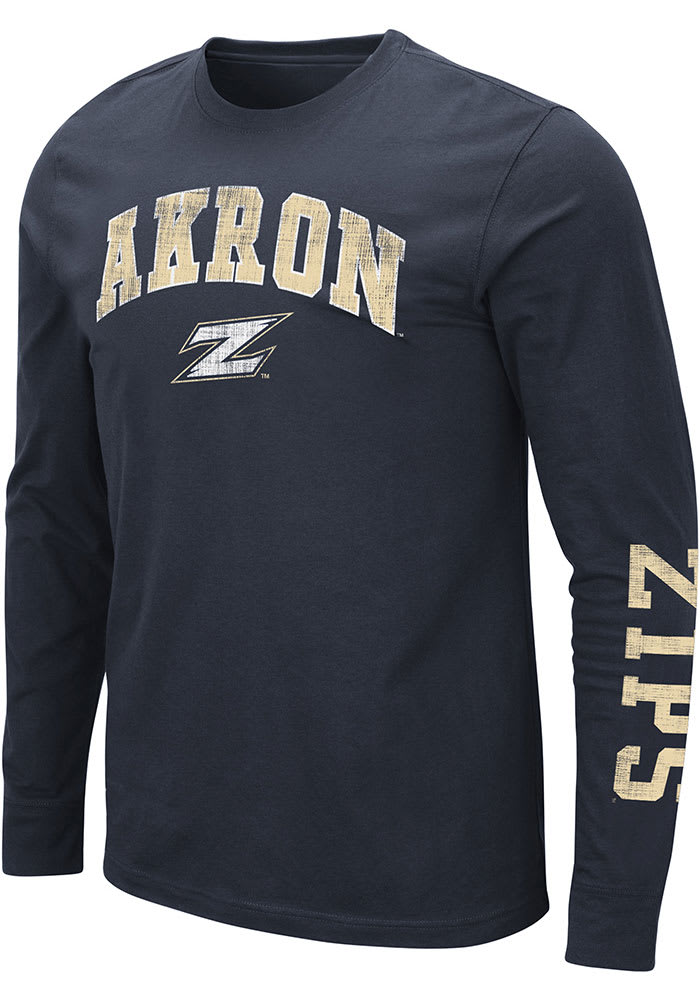 Colosseum Akron Zips Navy Blue Barkley Long Sleeve T Shirt