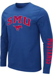Colosseum SMU Mustangs Blue Barkley Long Sleeve T Shirt