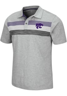 Colosseum K-State Wildcats Mens Grey Stinson Short Sleeve Polo