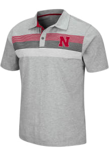 Mens Nebraska Cornhuskers Grey Colosseum Stinson Short Sleeve Polo Shirt