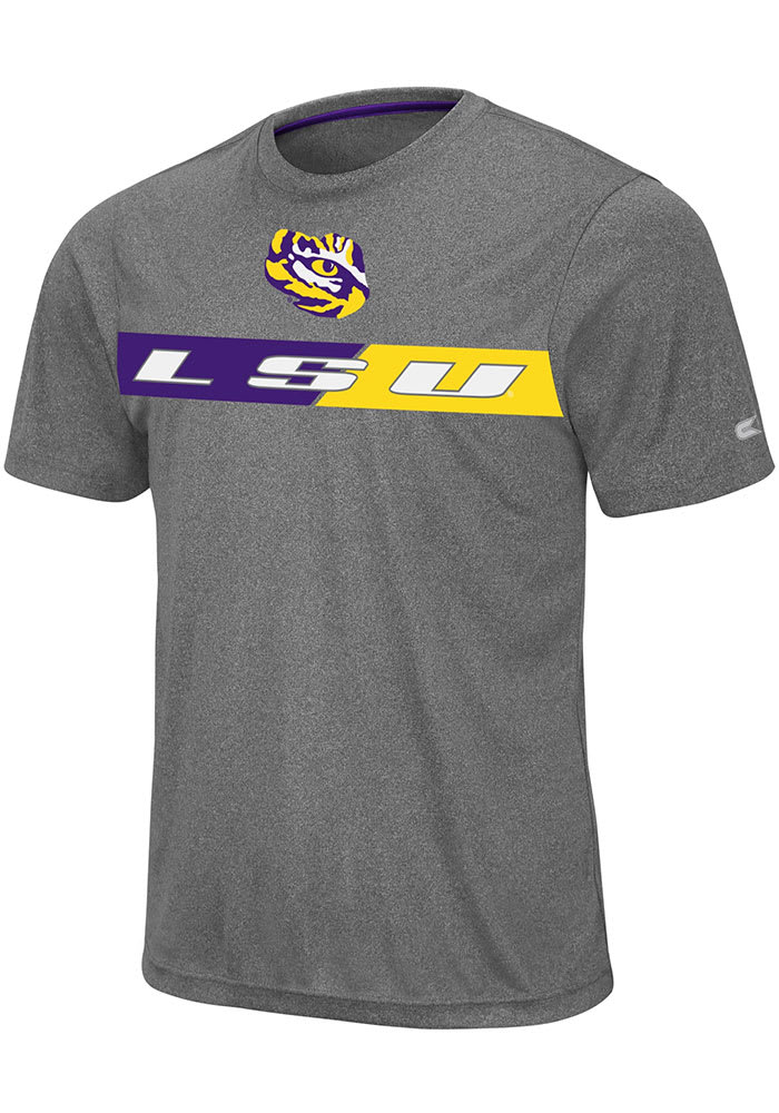 Colosseum LSU Tigers Grey Bait Short Sleeve T Shirt