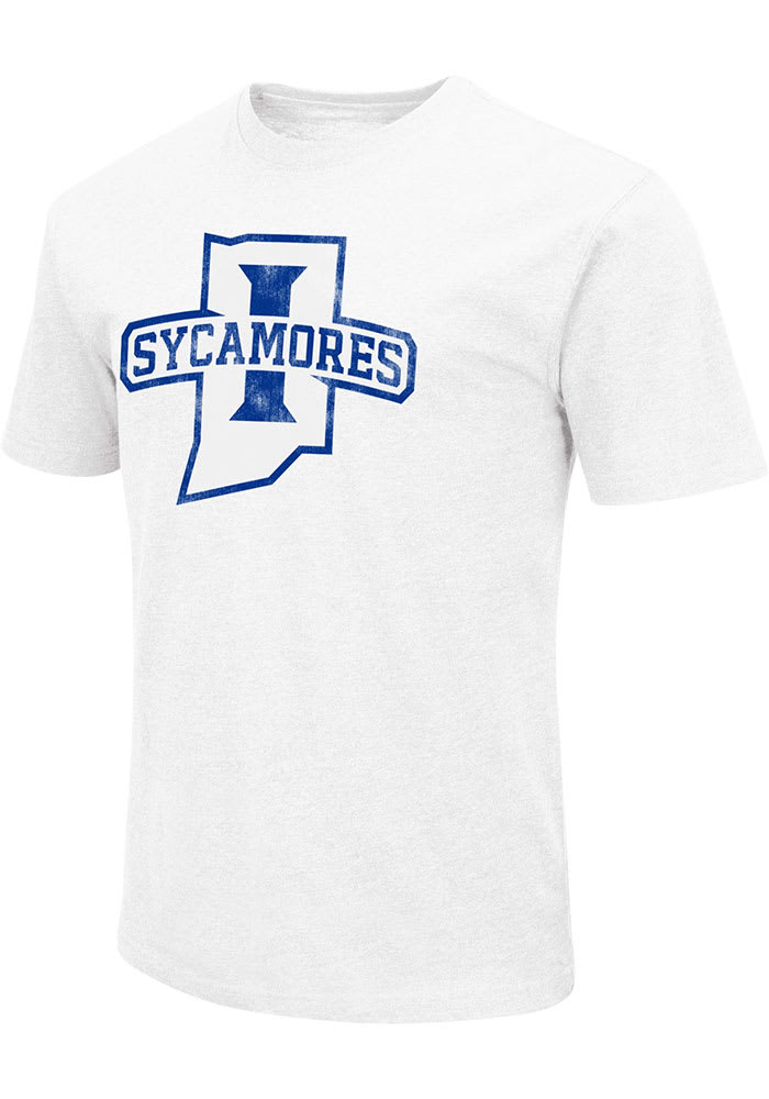 Colosseum Indiana State Sycamores White Playbook Distressed Logo Short Sleeve T Shirt