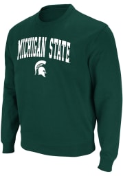 Colosseum Michigan State Spartans Mens Green Arched Mascot Long Sleeve Crew Sweatshirt