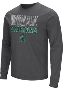 Colosseum Michigan State Spartans Charcoal Flat Name Long Sleeve Fashion T Shirt