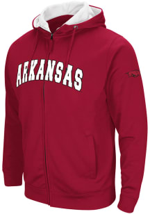Colosseum Arkansas Razorbacks Mens Crimson Henry Fleece Long Sleeve Full Zip Jacket