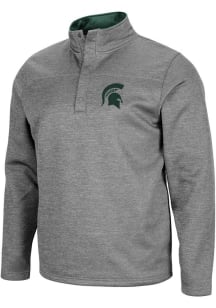 Colosseum Michigan State Spartans Mens Charcoal Roman Long Sleeve 1/4 Zip Pullover