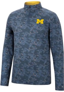 Colosseum Michigan Wolverines Mens Navy Blue Tivo Camo Long Sleeve 1/4 Zip Pullover
