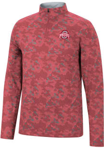 Colosseum Ohio State Buckeyes Mens Red Tivo Camo Long Sleeve 1/4 Zip Pullover