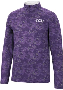 Colosseum TCU Horned Frogs Mens Purple Tivo Camo Long Sleeve 1/4 Zip Pullover