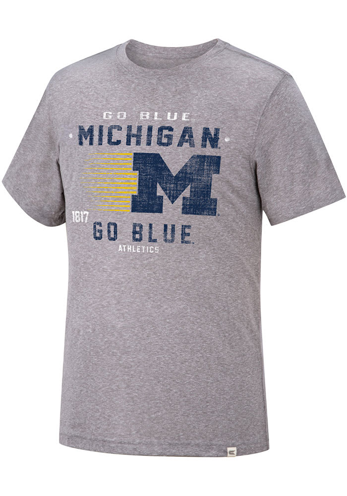 Colosseum Michigan Wolverines Grey Les Triblend Short Sleeve Fashion T Shirt