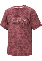 Colosseum Arkansas Razorbacks Cardinal Pyrotechnics Camo Short Sleeve T Shirt