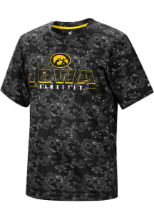 Colosseum Iowa Hawkeyes Black Pyrotechnics Camo Short Sleeve T Shirt