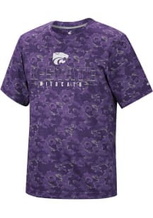 Colosseum K-State Wildcats Purple Pyrotechnics Camo Short Sleeve T Shirt