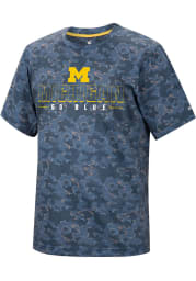 Colosseum Michigan Wolverines Navy Blue Pyrotechnics Camo Short Sleeve T Shirt
