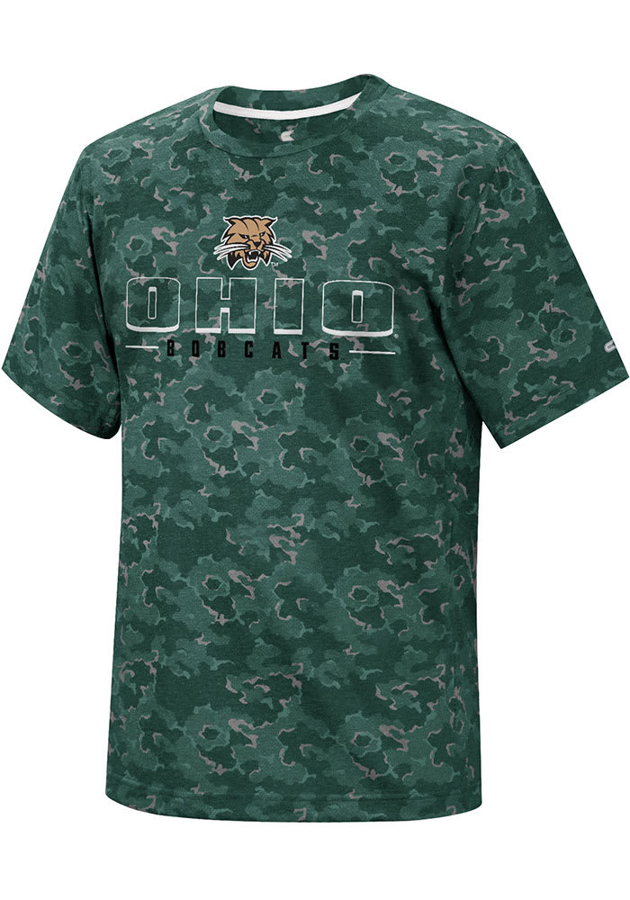 Colosseum Ohio Bobcats Green Pyrotechnics Camo Short Sleeve T Shirt