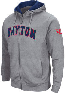 Colosseum Dayton Flyers Mens Grey Henry Fleece Long Sleeve Full Zip Jacket
