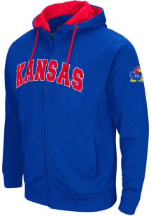 Colosseum Kansas Jayhawks Mens Blue Henry Fleece Long Sleeve Full Zip Jacket