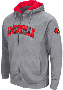Colosseum Louisville Cardinals Mens Grey Henry Fleece Long Sleeve Full Zip Jacket